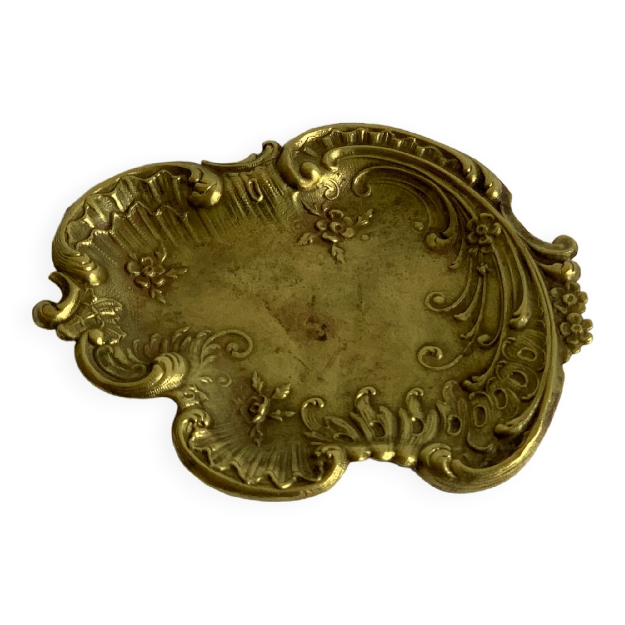 Empty art nouveau brass pocket