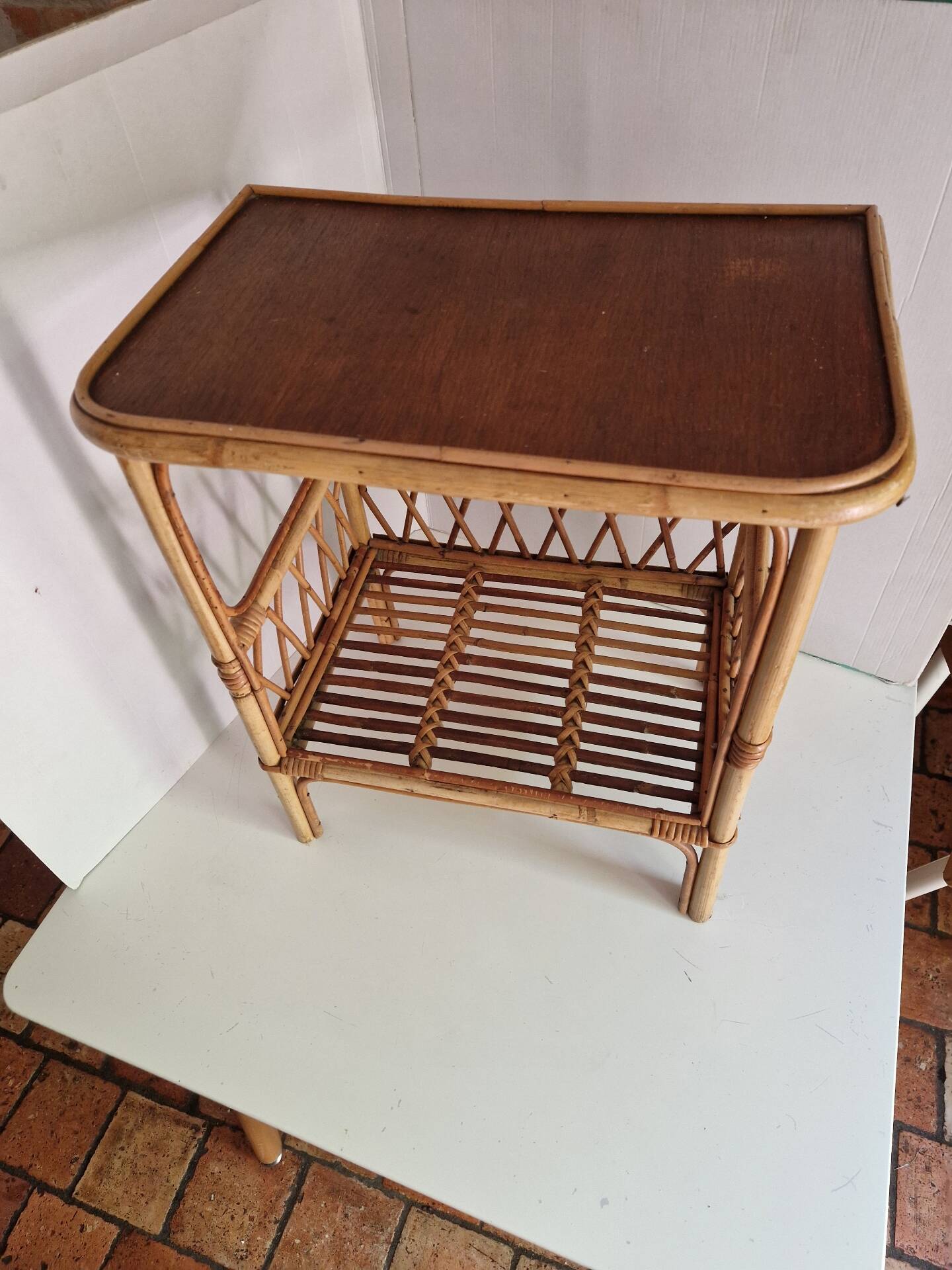 Vintage Rattan Side Table