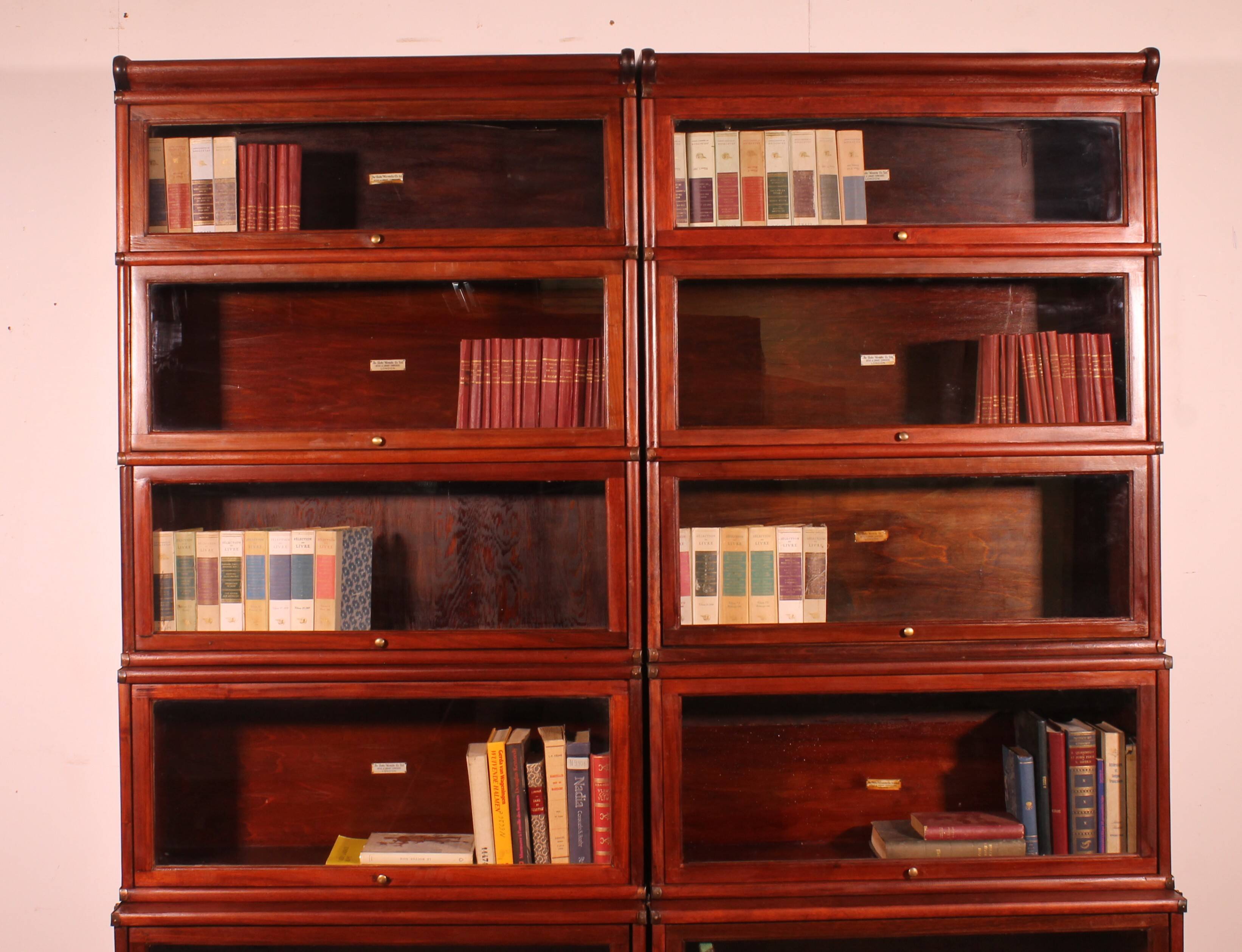 pair of Globe Wernicke London bookcases known as waterfall in mahogany circa