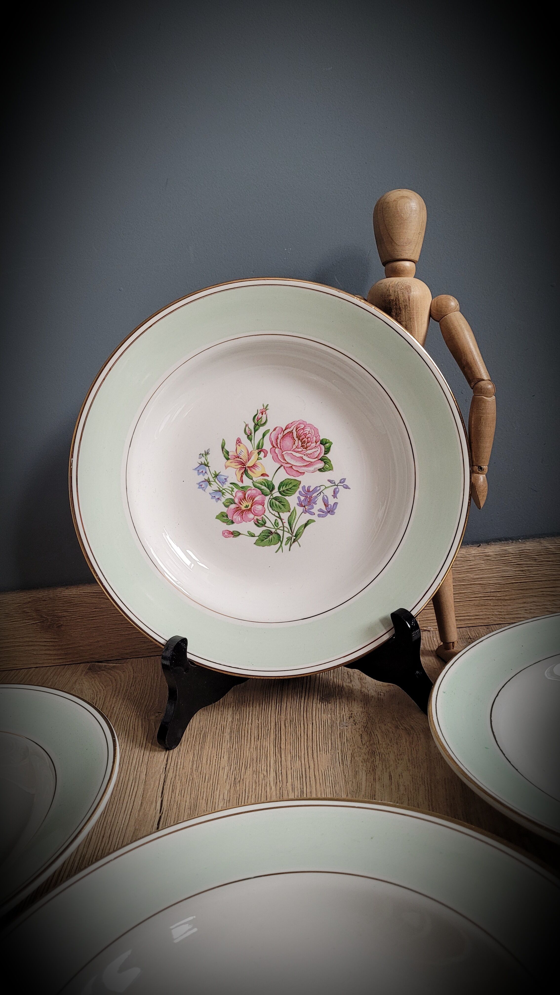 Set 6 plates Amandinoise fleuries
