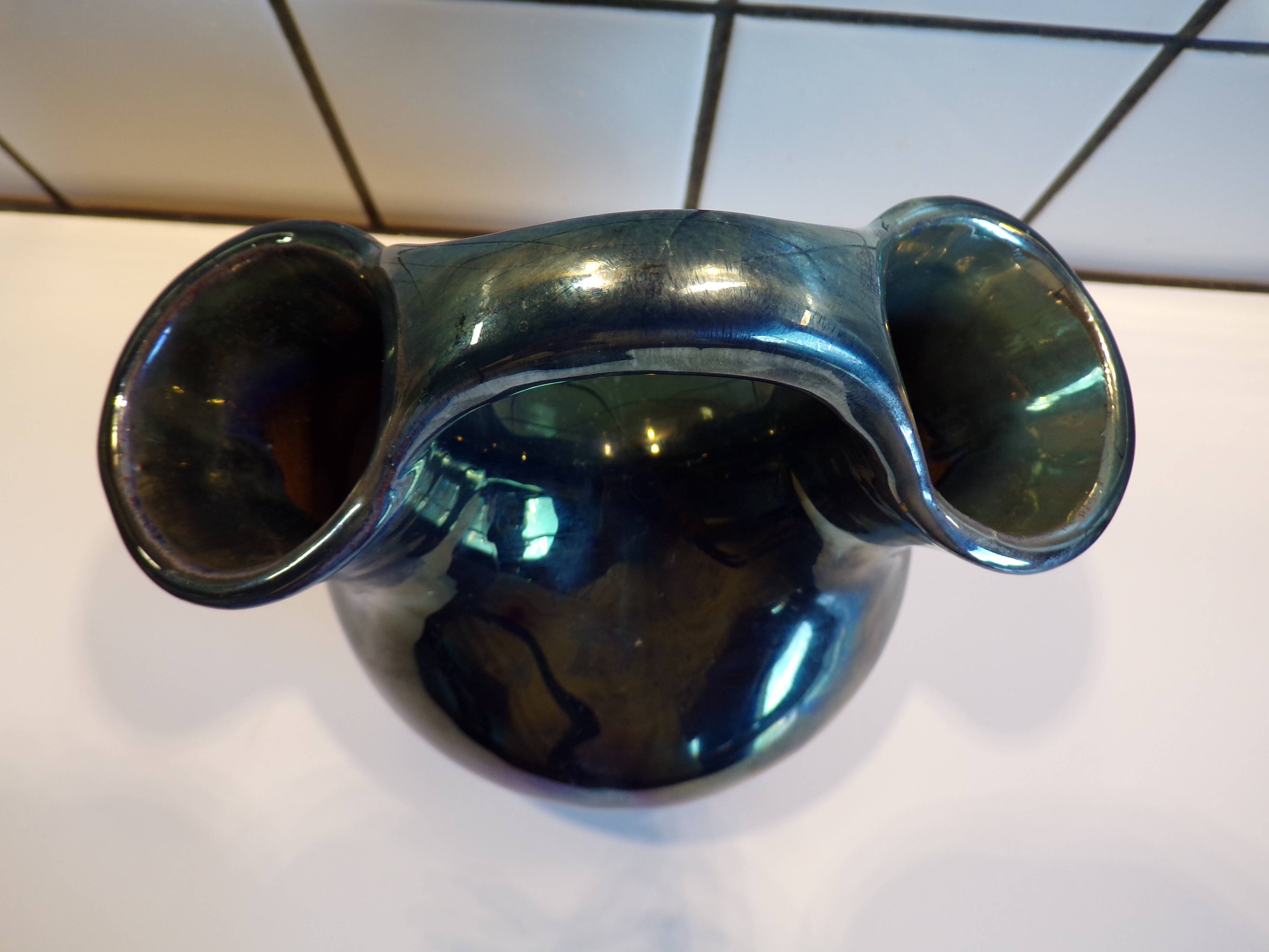 Rambervillers double flower vase in flamed stoneware