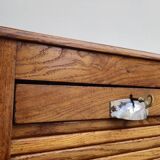 1950s oak filing cabinet with sliding curtains