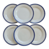Assiettes plates anciennes terre de fer Salins – Modèle Damier