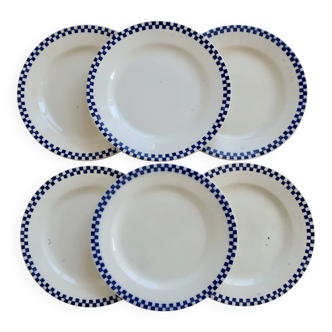 Antique flat plates, ironstone Salins – Checkerboard model