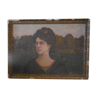 Portrait de femme début XXeme, peinture huile sur toile, signe Dupré