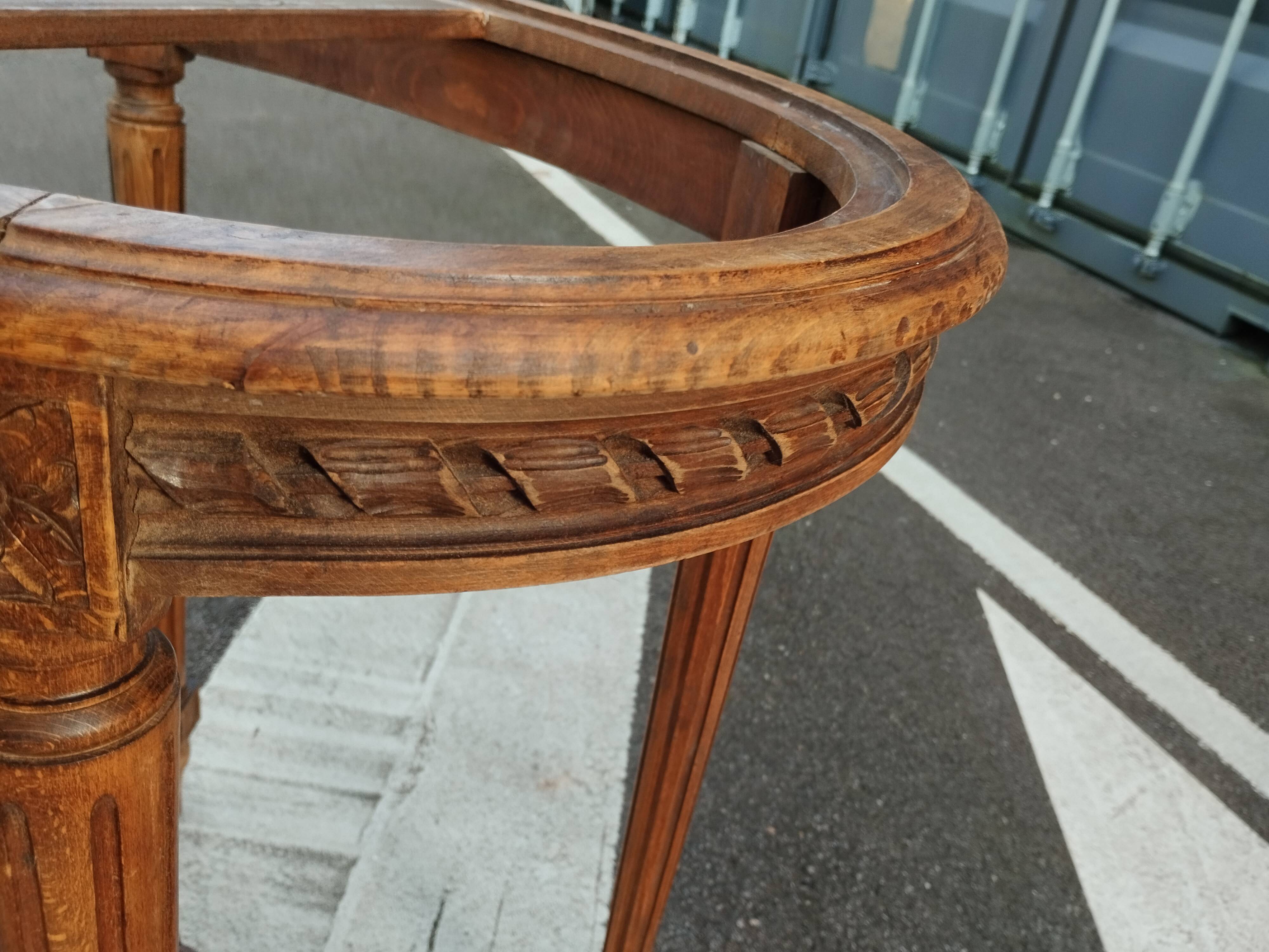 Old Louis XVI style pedestal table with marble top