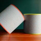 Nepalese blue and orange paper lampshade