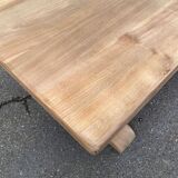 Renovated farmhouse dining table in raw solid wood 200cm 20th century