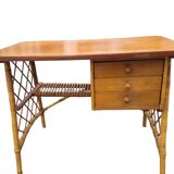 Vintage rattan desk from the 60s, 100cm L