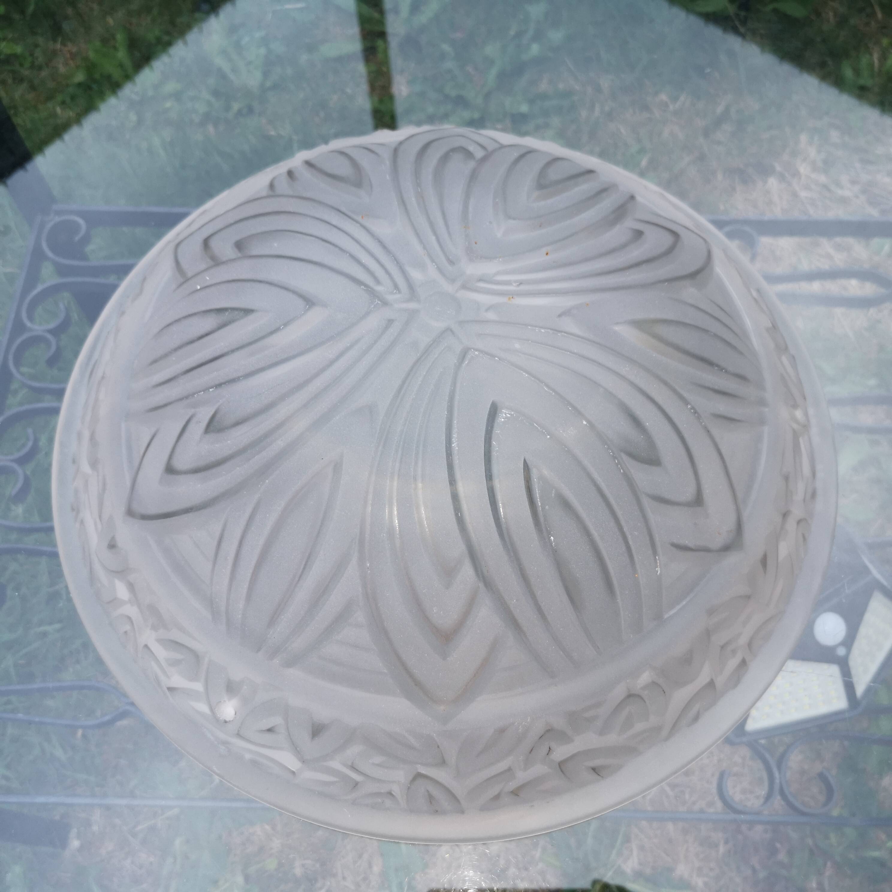 Authentic Vintage Art Deco Molded Glass Ceiling Light - France 1930