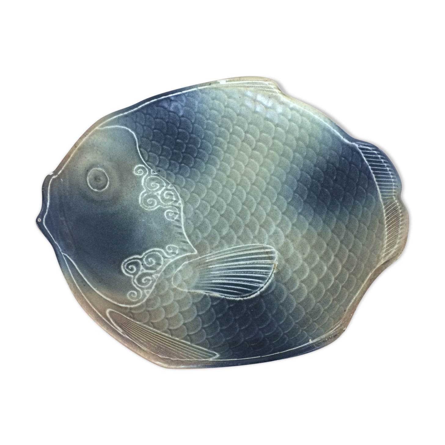 Fish dish in blue green ceramic