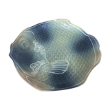Plat à poisson en céramique vert bleu