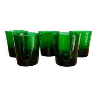5 grands verres verts vintage