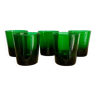 5 grands verres verts vintage