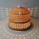 70s woven wicker pendant light