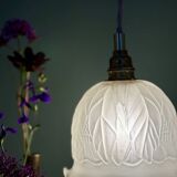 Vintage frosted glass tulip pendant light