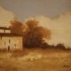 Tableau signé paysage avec une petite maison du 20ème siècle