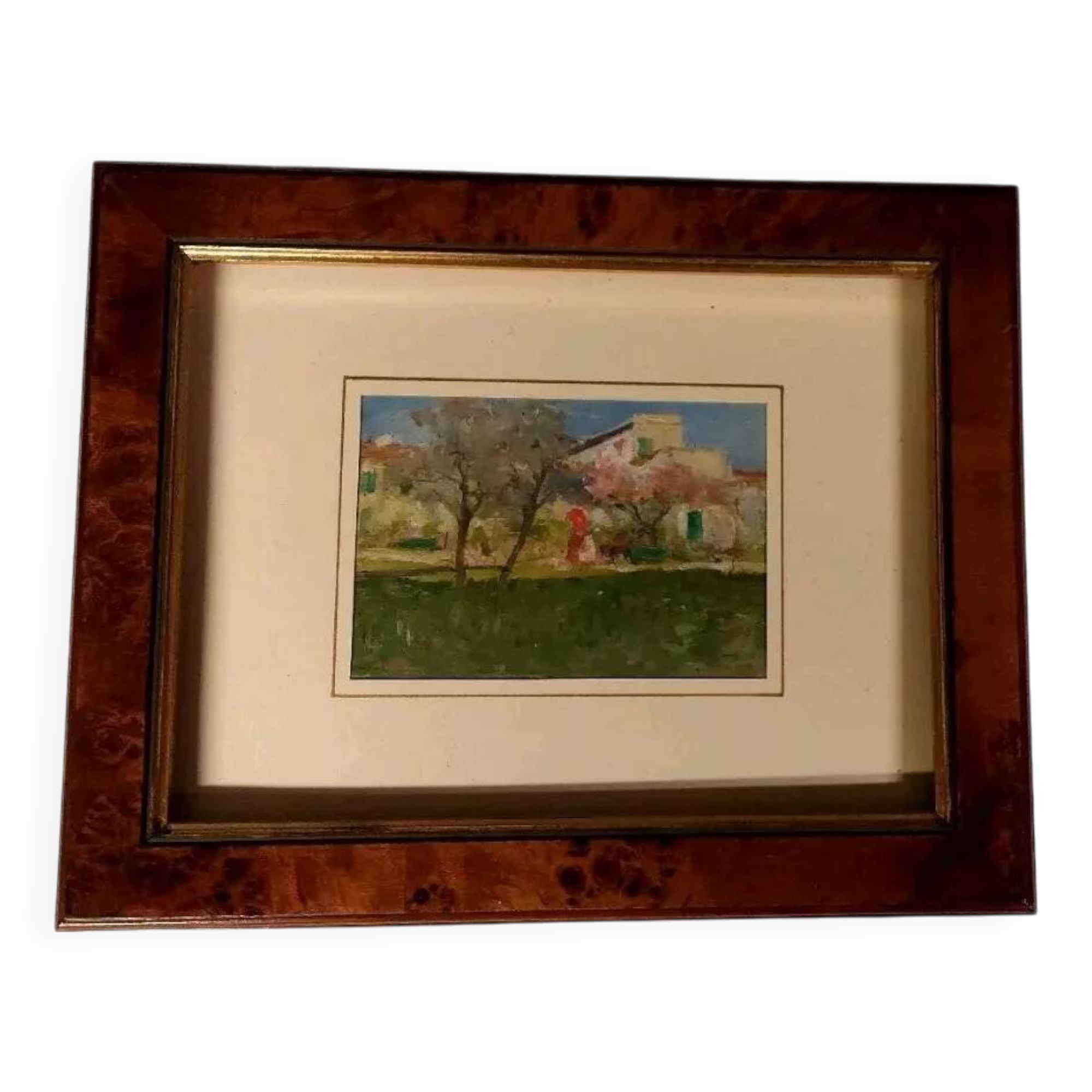 Peinture à l'huile de paysage sur tablette Début des années 1900 Italie
