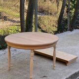 Renovated Louis Philippe round extendable dining table 115cm with 2 extensions.