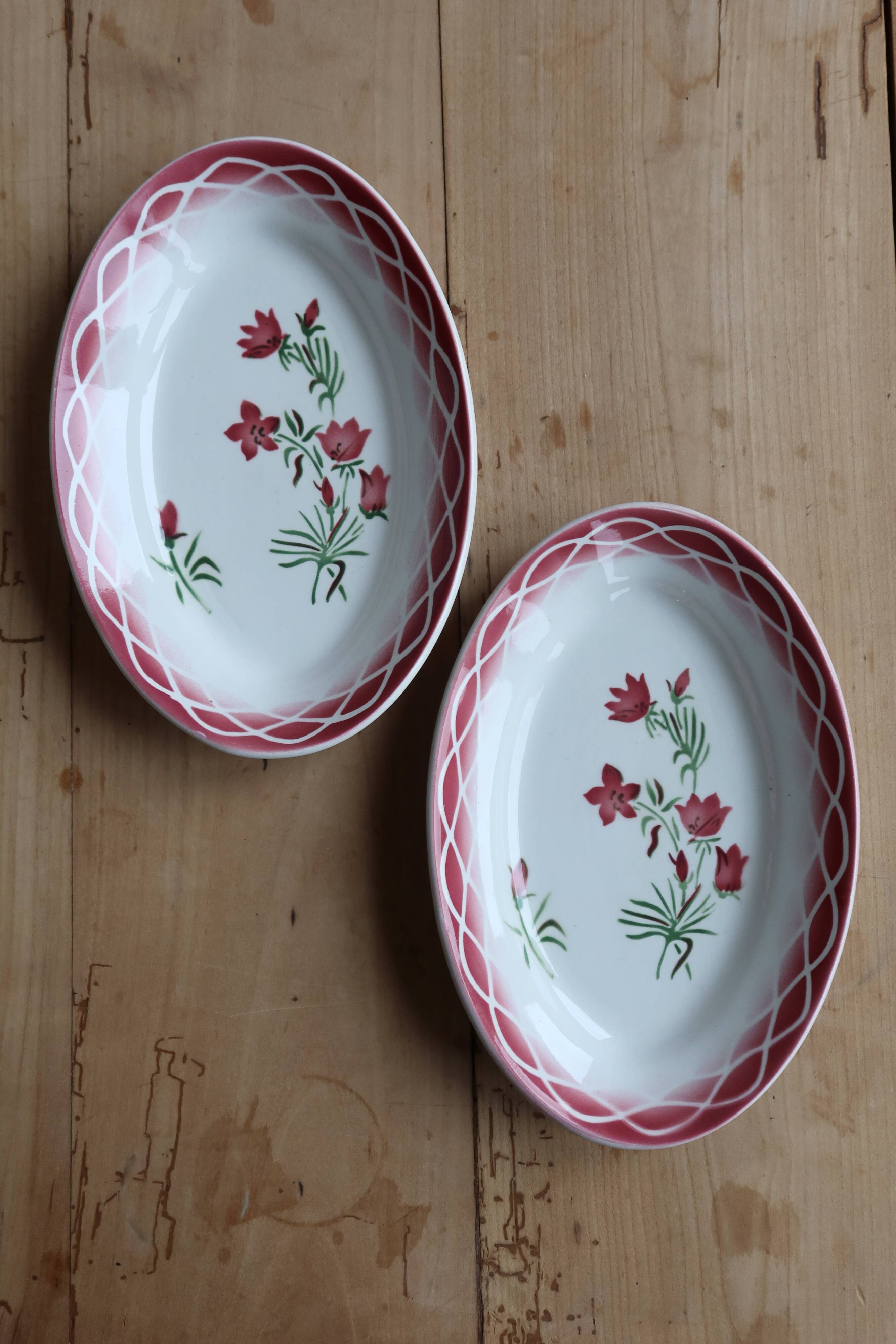 Raviers vintage earthenware Sarreguemines Digoin model Aude – Floral decoration