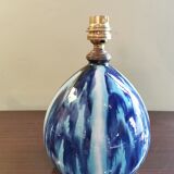 Vintage blue ceramic ball lamp signed