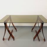 Vintage Marcello Gacita and Pierre Tiberi desk in smoked glass and plexiglass