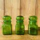 Lot de 3 pots en verre vert vintage Ariel