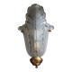Large Art Deco wall light from the 1930s/40s in brass and thick frosted glass signed.