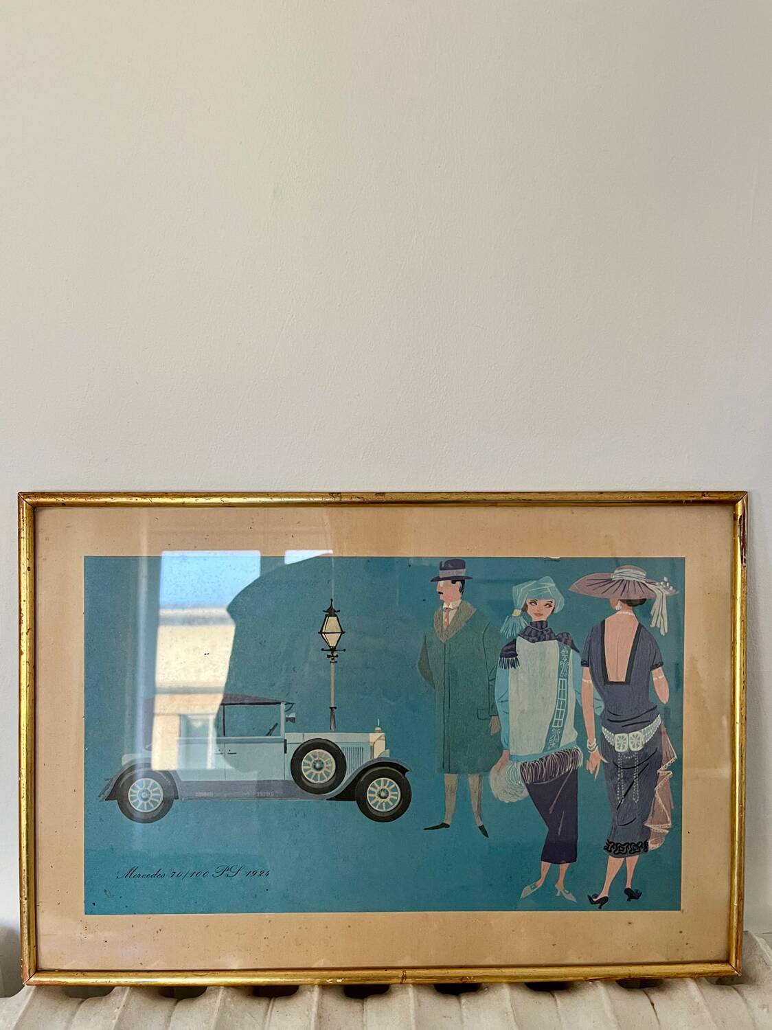 Vintage framed automotive poster