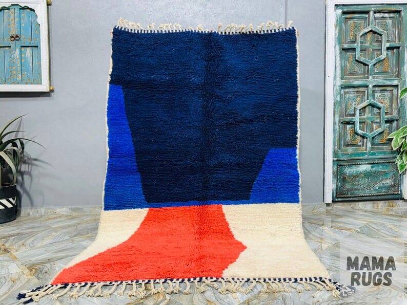 Handmade wool Berber carpet size 150 x 250 cm