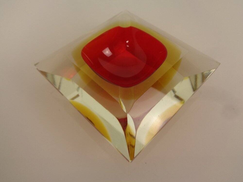 Sommerso Murano Glass Ashtray, Italy, 1960s