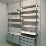 Modular library floor/ceiling buffet & chest of drawers