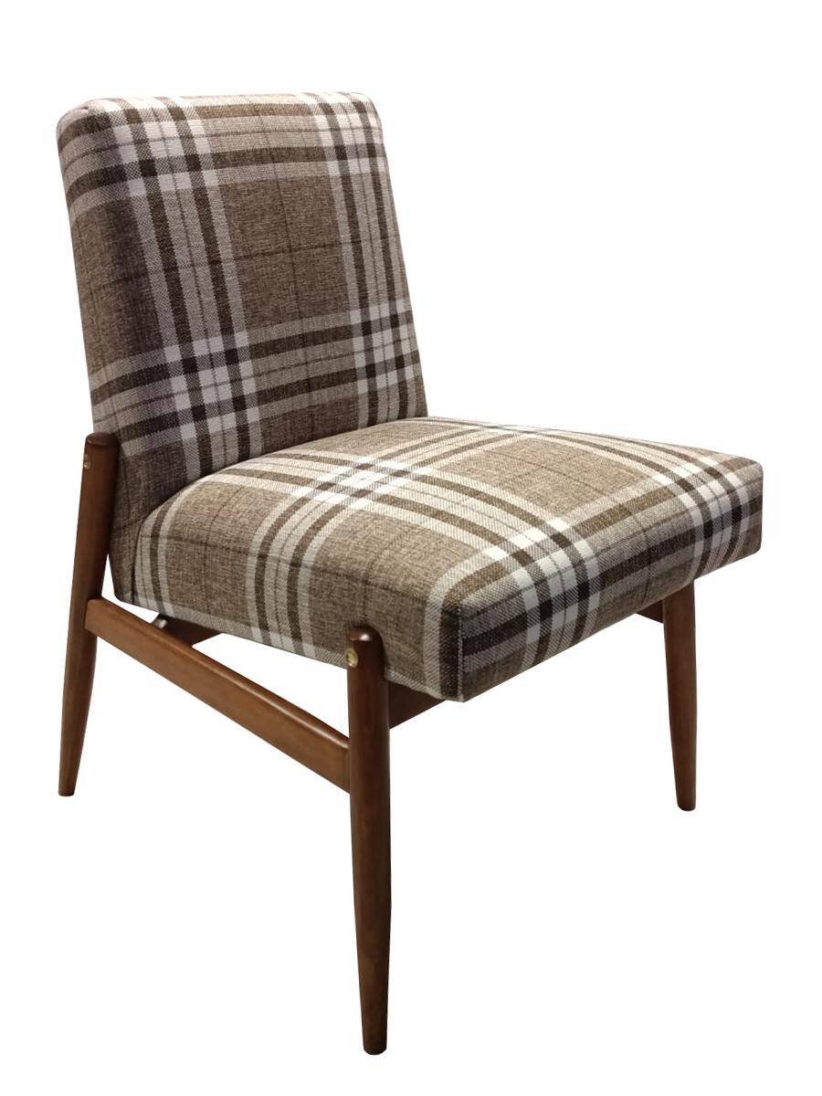 Beige checked fabric armchair in mid-century style, Europe, 1960s