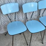 4 blue Formica chairs