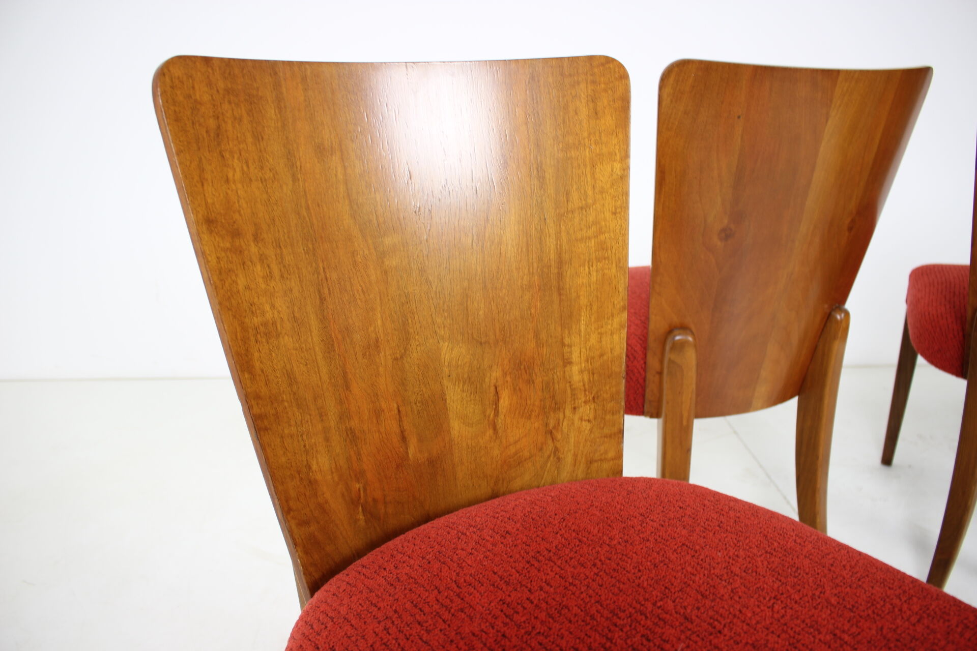 Set of four restored dining chairs model H-214 designed by Jindřich Halabala, 1950's.