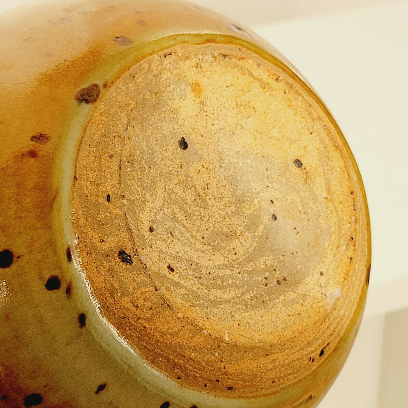 Vintage stoneware ceramic ball vase