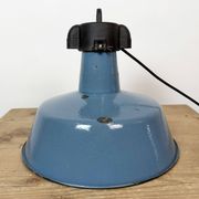 Industrial Blue Enamel Factory Lamp with Cast Iron Top, 1960s