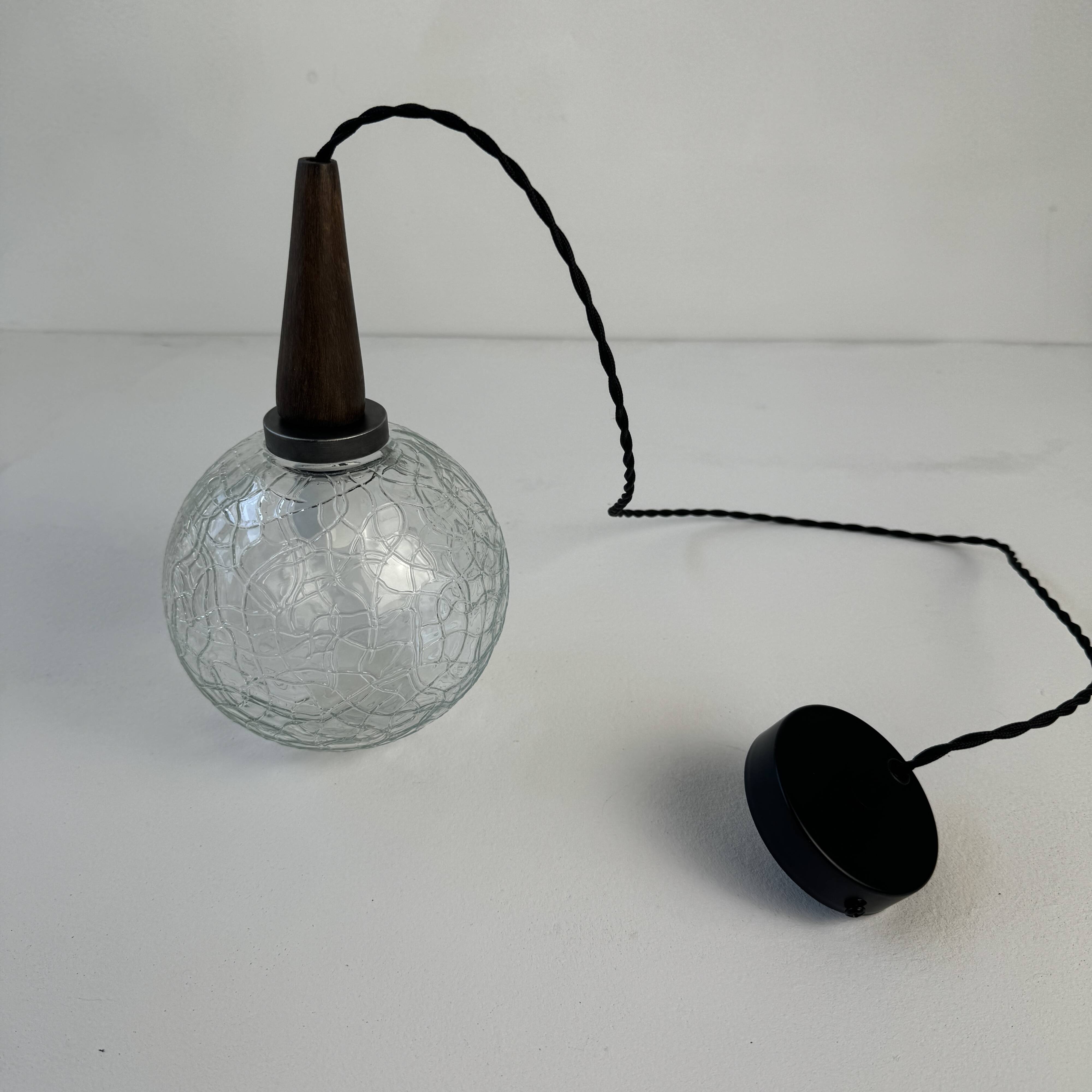 Pair of vintage textured glass pendants