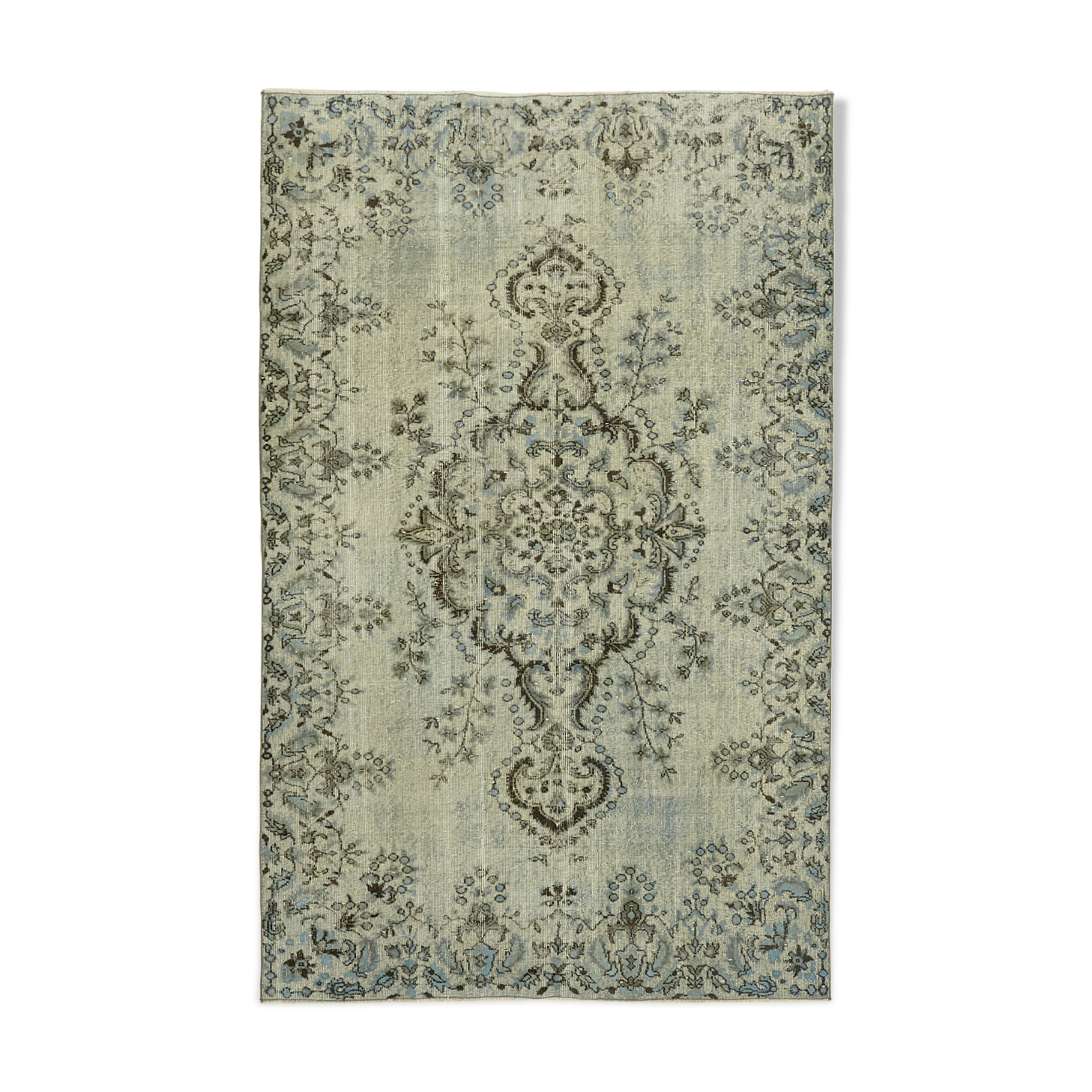 Handwoven turkish 1980s 167 cm x 262 cm blue rug