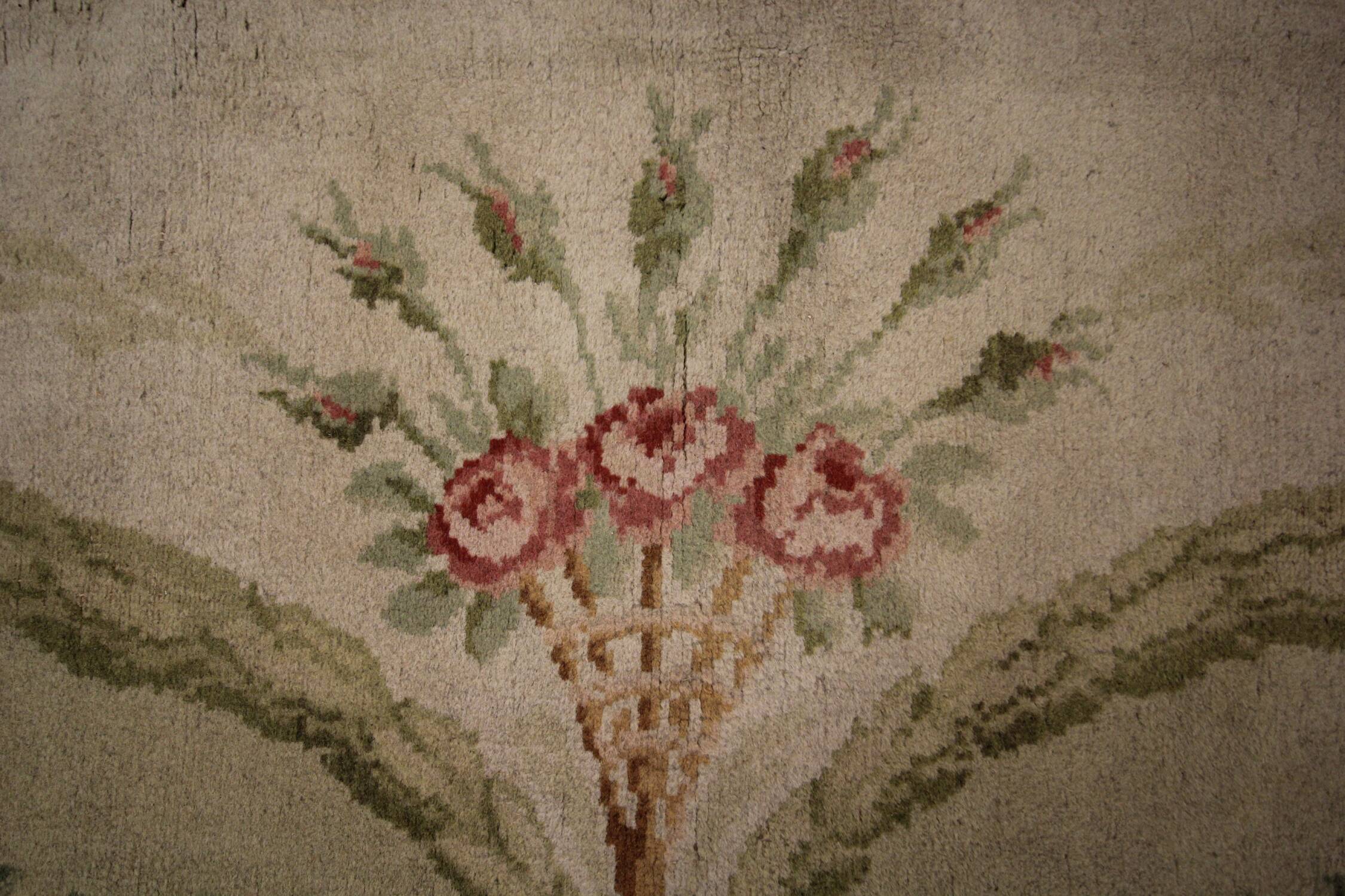 Antique Savonnerie French Carpet 1890 Handwoven Traditional French Antique Rug- 366x274cm