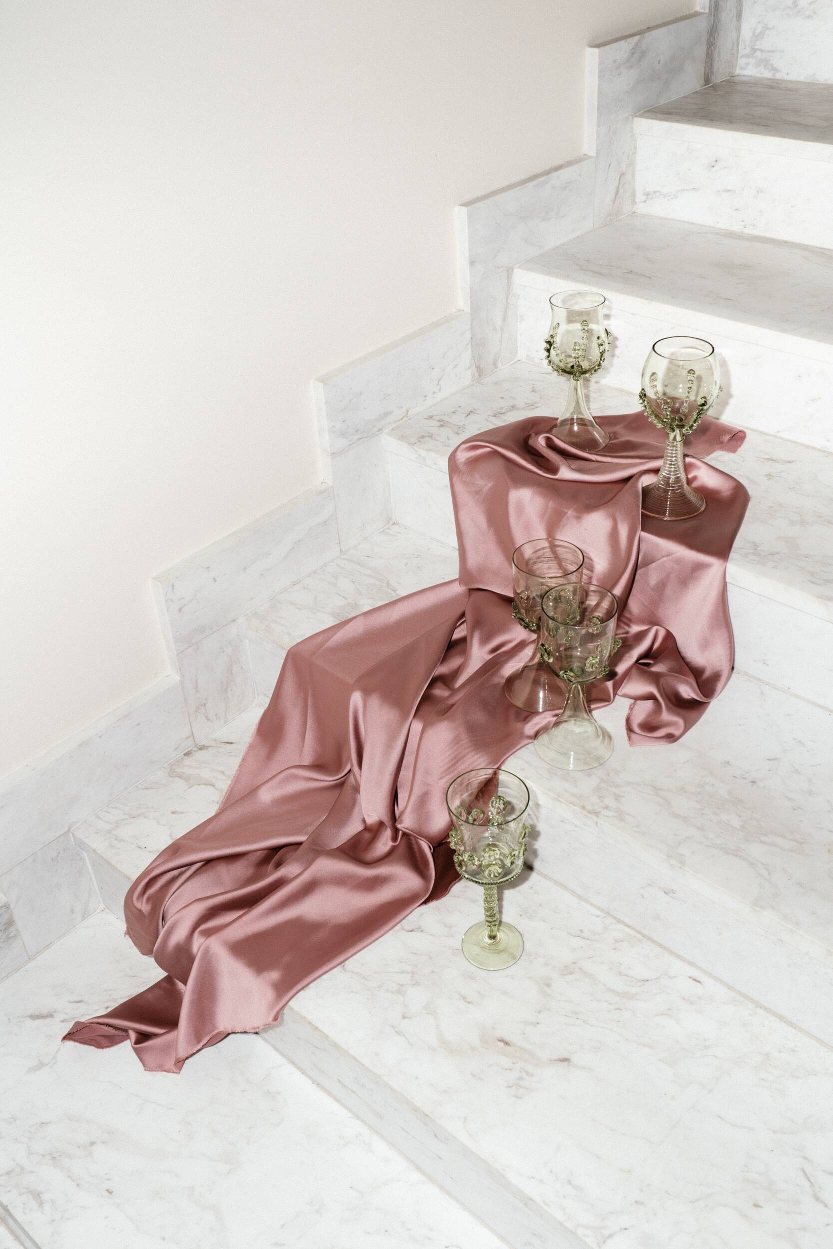 Paire de verres à vin en verre soufflé