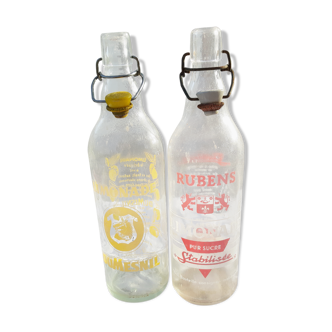 2 Bottles of Vintage Lemonade from the 50s in Glass