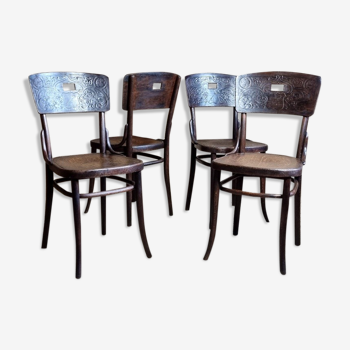 Set 4 Thonet chairs with the coat of arms of Colmar around 1900