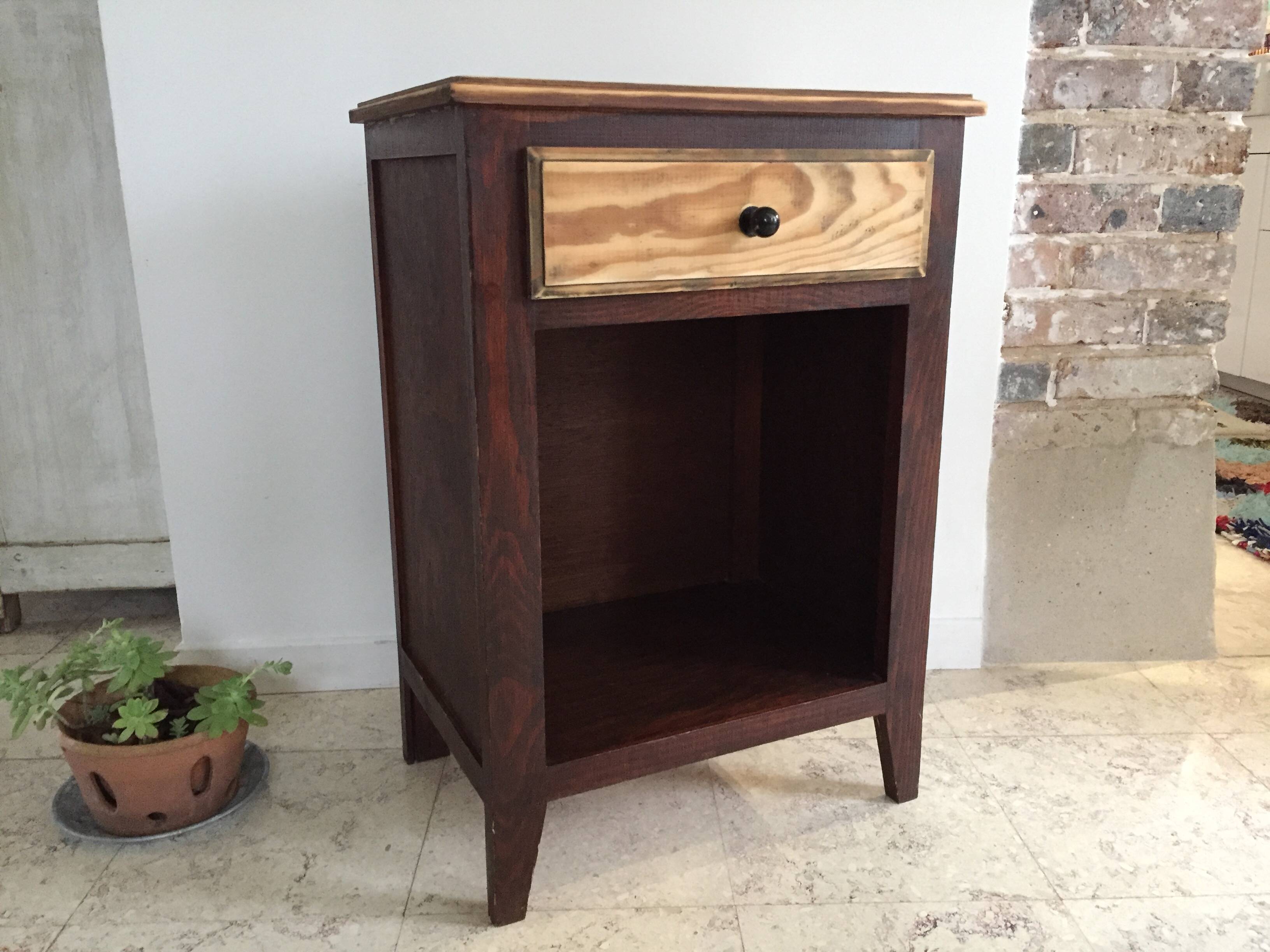 Vintage compas legs bedside table