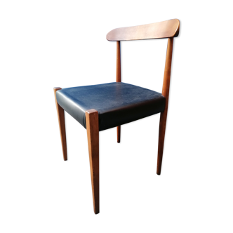 Scandinavian style teak and vintage faux chair 50 60 s