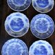 6 romantic blue Lunéville Sarreguemines dinner plates