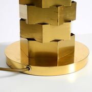1960s brass table lamp by Vereinigte Werkstätten with an illuminated base
