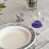 Set of 6 vintage blue and white speckled soup plates