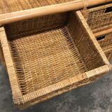 Dresser vintage Wicker/rattan and bamboo 2 large and 2 small drawers