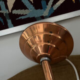 Opaline white globe pendant light with metal stem, Art Deco style.